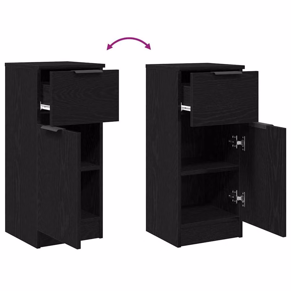 Berkfield Home Black Oak Sideboard, W/D/H: 30 x 30 x 70 cm – 5
