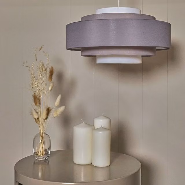 ValueLights Modern Grey Fabric Cylinder Ceiling Pendant Shade W/D/H: 19.0 x 35.0 x 60.0 cm – 1