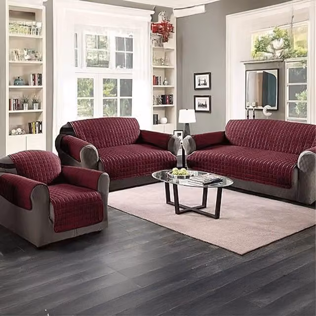 Velosso Soft Touch Water-Repellent 3 Seater Sofa Protector in Red Microfibre