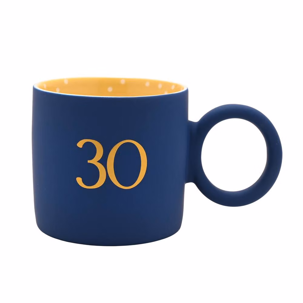 Widdop and Co 30th Birthday Blue and Gold Ceramic Tea and Coffee Mug – 2
