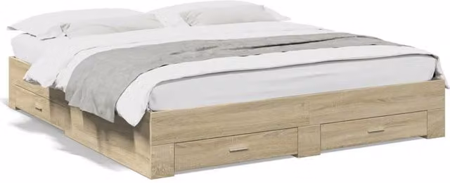 Berkfield Home Super King Bed Frame with Drawers in Sonoma Oak Brown, W: 180 cm, D: 200 cm