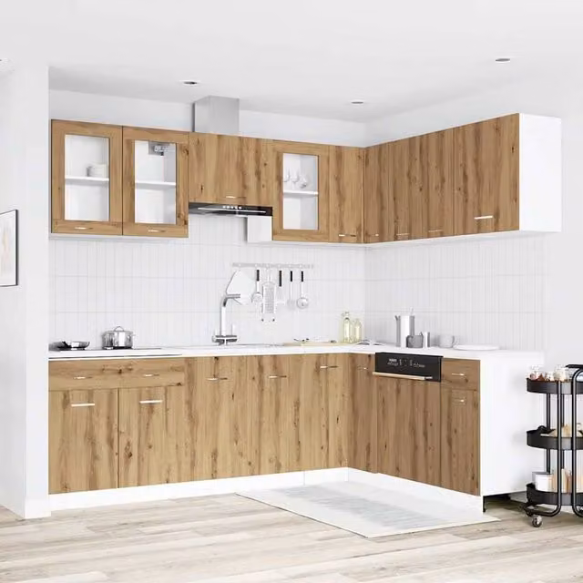 Berkfield Home Lyon 11 Piece Modern Kitchen Cabinet Set in Artisan Oak Brown
