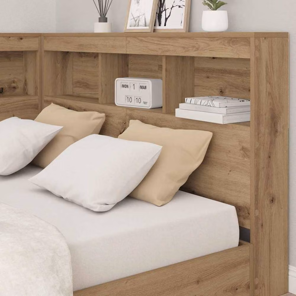 Berkfield Home Artisan Oak Storage Headboard with Shelf, Brown, Width: 120 cm – 3
