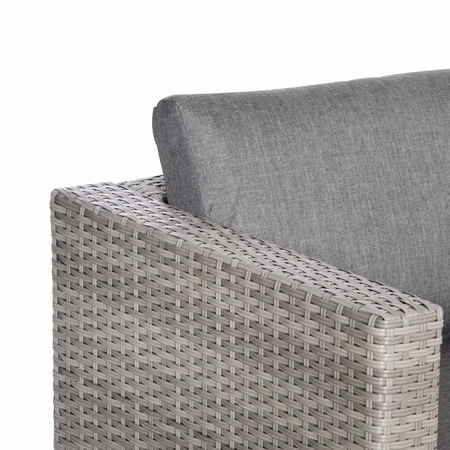 Outsunny 3 Piece L-Shape Rattan Corner Sofa Set with Coffee Table and Cushions in Grey – 7