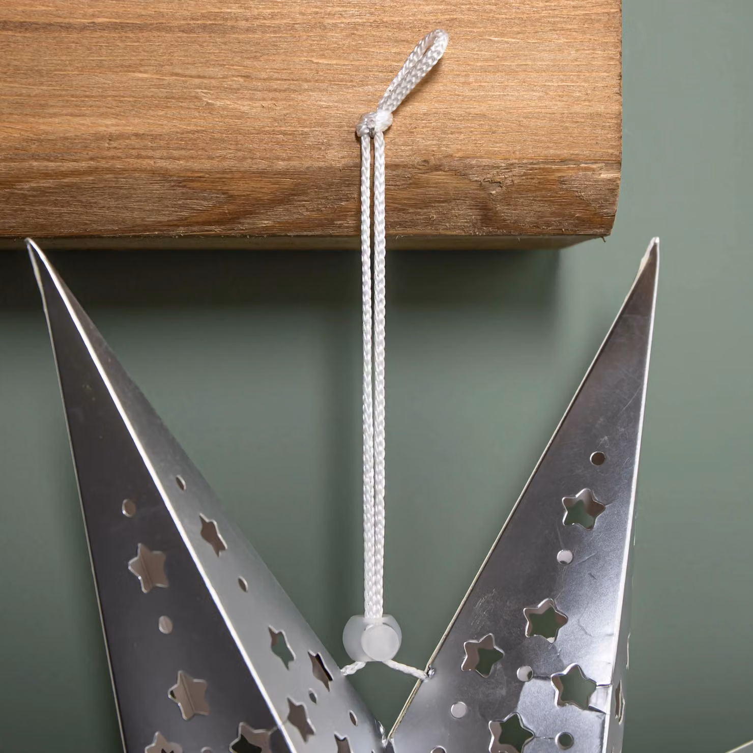 Samuel Alexander Silver Origami Hanging Christmas Star with LED Lights, 50 cm – 2