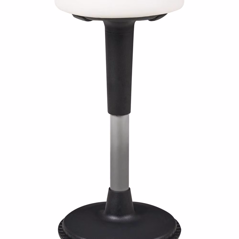 Wyld and Coco Wobble Stool in White Faux Leather with Metal Frame – 2