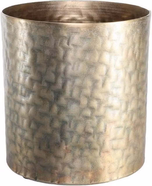 KDMD Apollo Cylinder Antique Gold Metal Tabletop Pot, Diameter: 22 cm