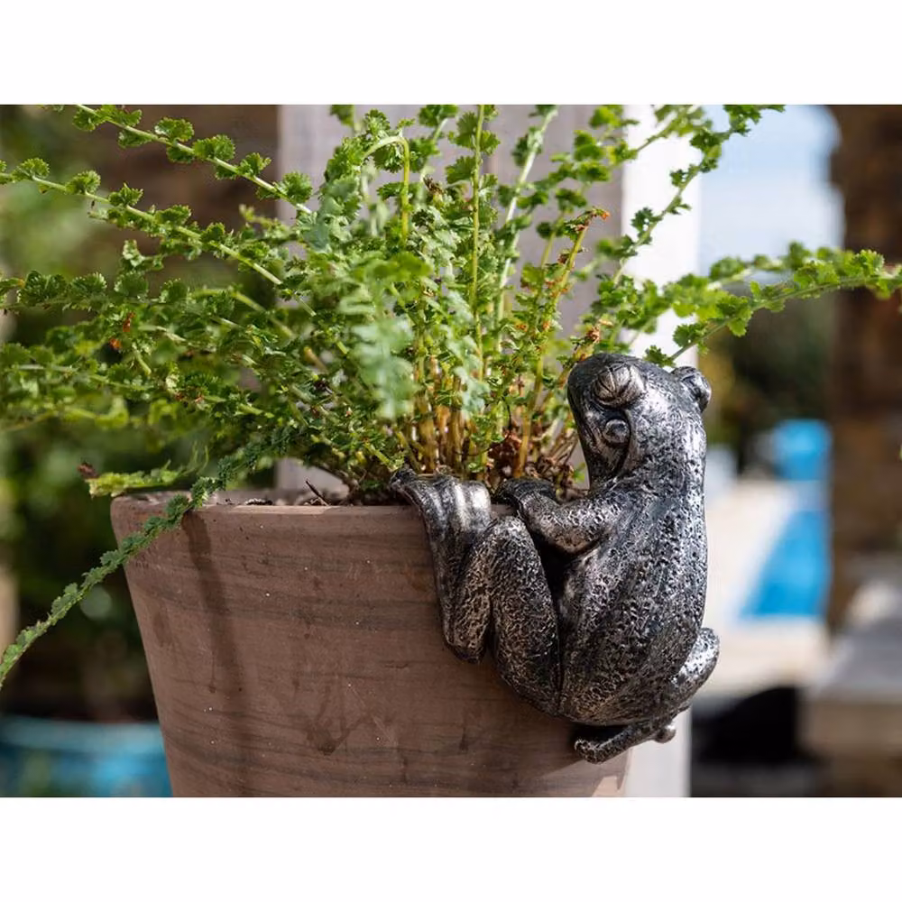 Jardinopia Frog Hanging Plant Pot Hanger in Bronze, W: 11 cm, D: 10.5 cm, H: 5 cm – 6