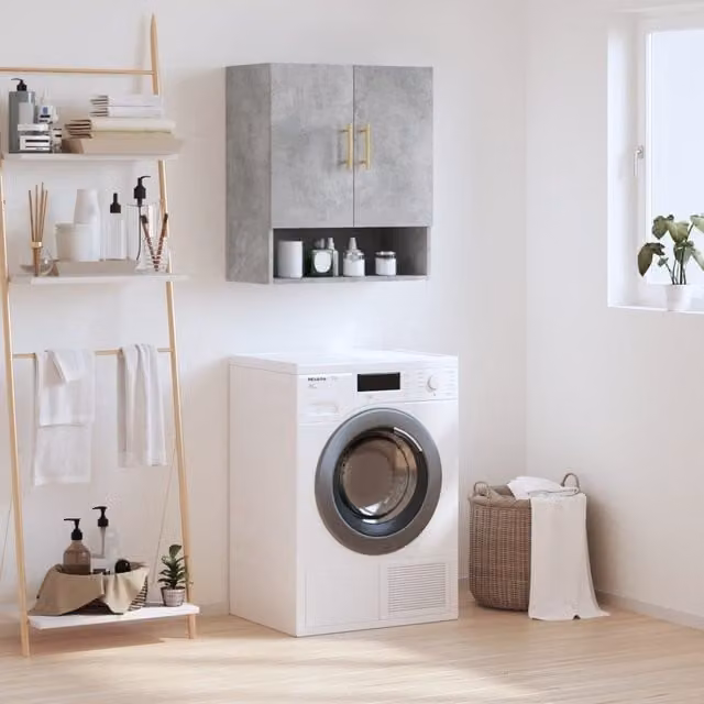 Berkfield Home Wall Cabinet in Concrete Grey, W/D/H: 60 x 31 x 70 cm