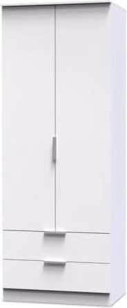 Welcome Furniture Plymouth White 2 Door 2 Drawer Tall Double Wardrobe