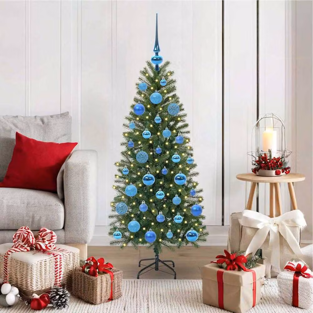 Berkfield Home Elegant Artificial Christmas Tree with 150 LEDs, Green, H 120 x W 75 x D 75 cm – 2