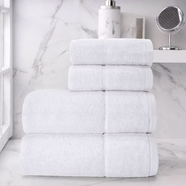 Velosso White Super Soft Plush 100% Cotton Terry Velour Towel