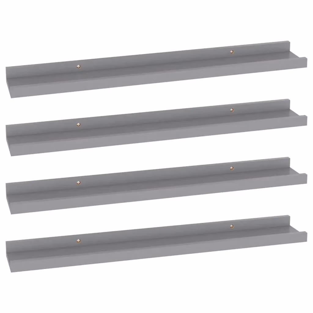 Berkfield Home Wall Mounted Shelves, 4 Piece Set, Grey, W: 60 cm, D: 9 cm, H: 3 cm – 2