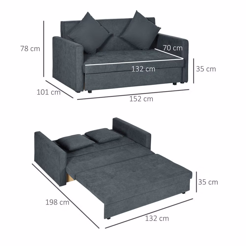 STILVORA 2 Seater Sofa Bed with Storage in Grey Velvet – 3