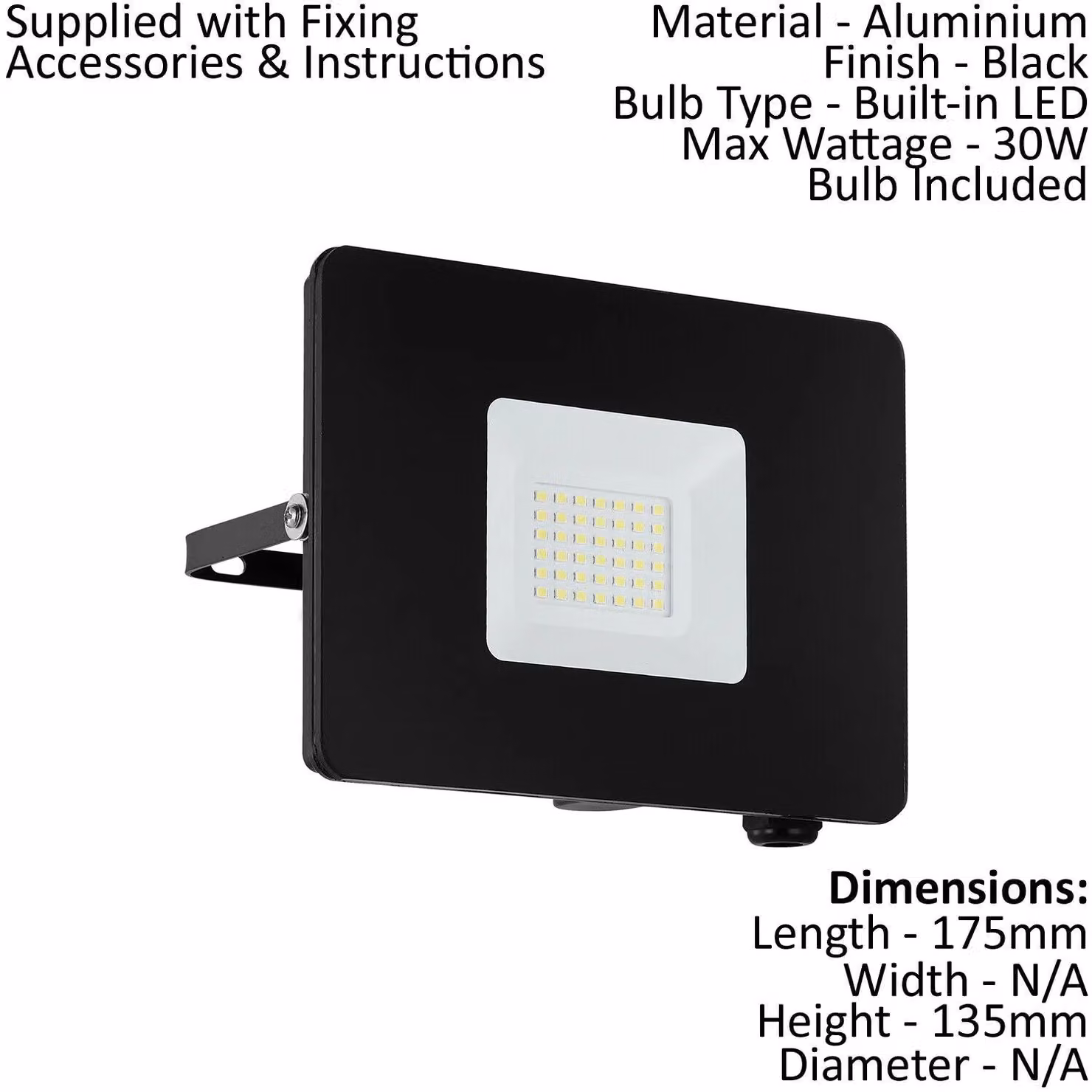 Loops 2 Pack Black Adjustable 30W LED Outdoor Wall Flood Light IP65 Aluminium Porch Lantern – 2