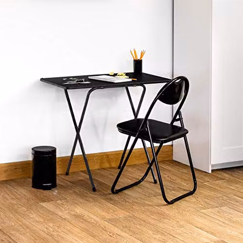 Harbour Housewares Black Wooden Folding Computer Desk for Home Office and Bedroom – 2