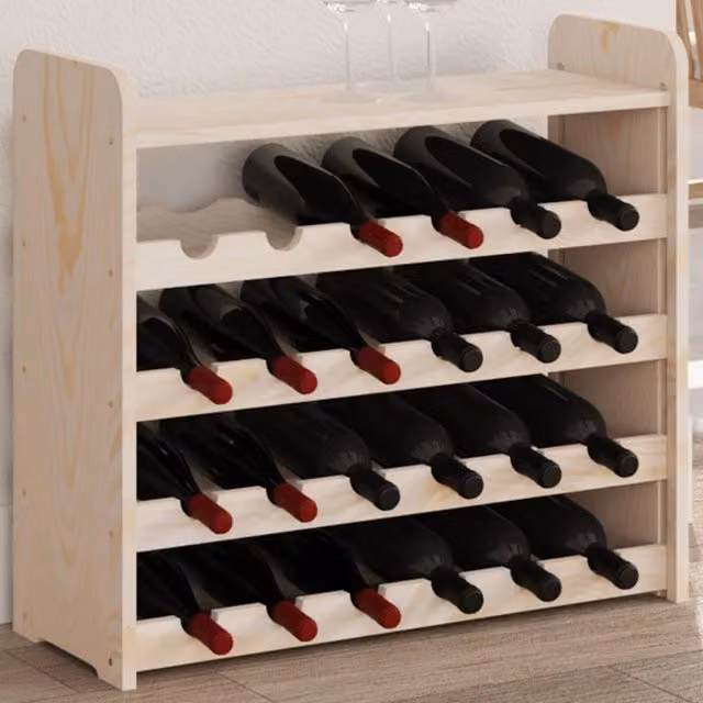 Berkfield Home Rustic Solid Wood Pine Wine Rack with Top Board, Brown, W/D/H: 67.5 x 25 x 60 cm – 1