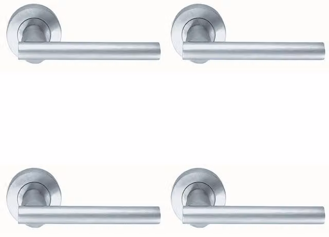 Loops 4x Pair Round Recessed Bar Handles with Round Rose Concealed Fix in Satin Chrome