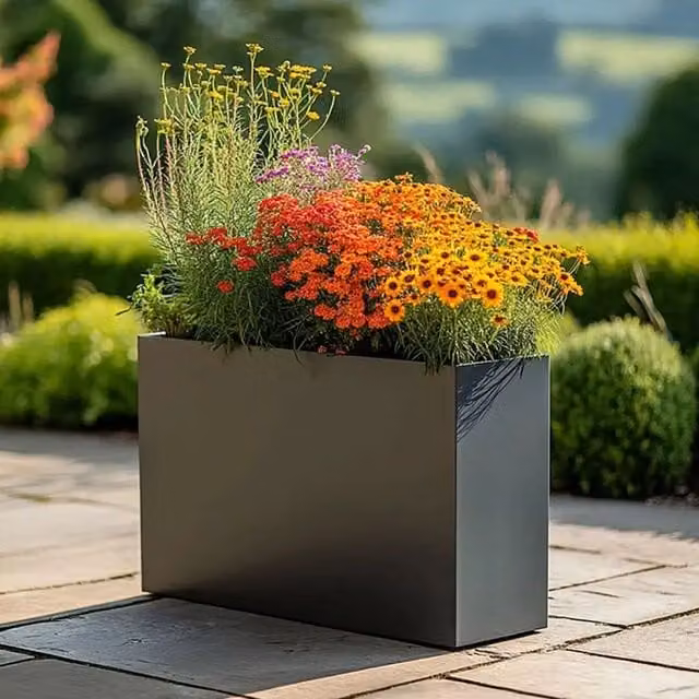 Access Garden Products Galvanised Steel Trough Planter, Matte Grey, W: 100 cm, H: 80 cm