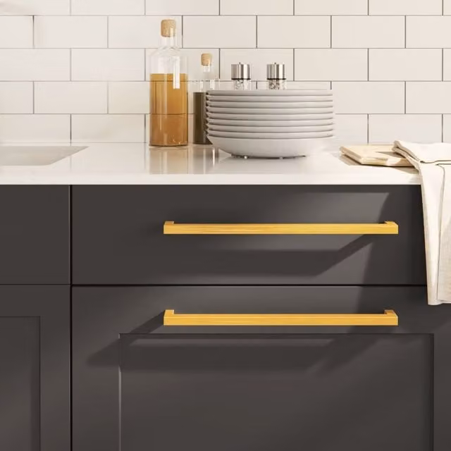 Berkfield Home Gold Brushed Stainless Steel Bar Cabinet Handles, 10 Pack, Length: 32 cm – 1