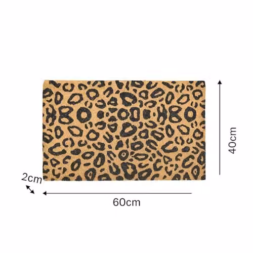 Melody Maison Black and Natural Leopard Print Coir Door Mat, W/D/H: 100 x 60 x 40 cm – 2