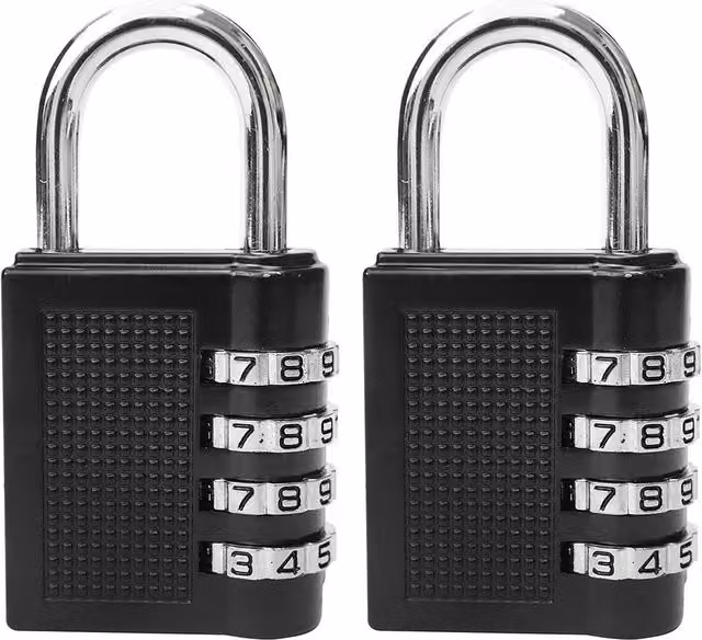 Neel Blue 4 Digit Combination Luggage Padlocks, Pack of 3, Black and Blue – 1