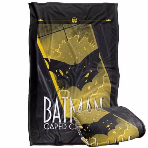Warner Bros. Batman Caped Crusader Flying Shadow Super Soft Fleece Throw Blanket, Multicolour, W/D/H: 91.44 x 91.44 x 1.47 cm – 1