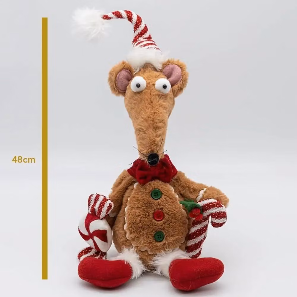 Marco Paul Renton Rat Plush Toy in Red, Brown and Multicolour, Height: 48 cm – 4