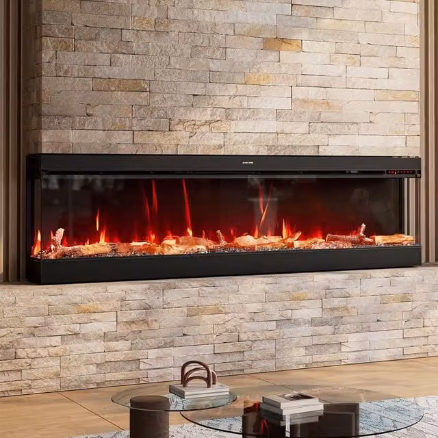 Lifeideas Recessed Electric Fireplace with Gradient Lighting in Black, 180.5 cm