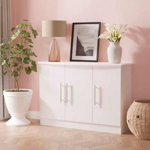 Sherwood Ready Assembled 3 Door Sideboard in White Matt