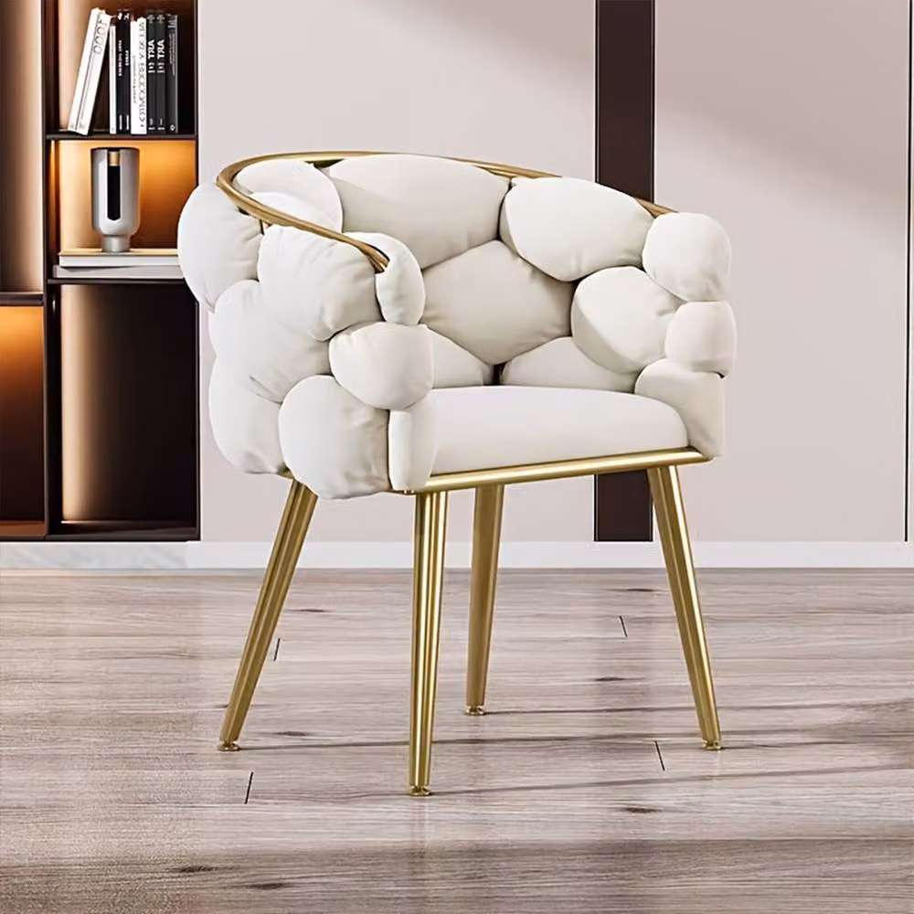 FORGEVIO White Modern Upholstered Accent Chair with Metal Frame – 3