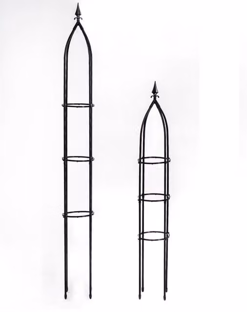 Garden Gear Metal Obelisk Support in Black, Height: 120 cm (Set of 2)