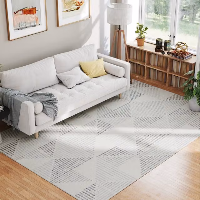 HOMCOM Large Non-Slip Vintage Floral Rectangular Rug, Grey, W: 290 cm, D: 200 cm, H: 0.7 cm
