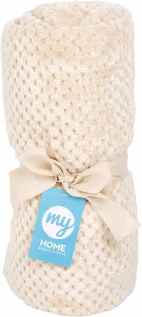 My Home Waffle Pique Fleece Throw in Beige