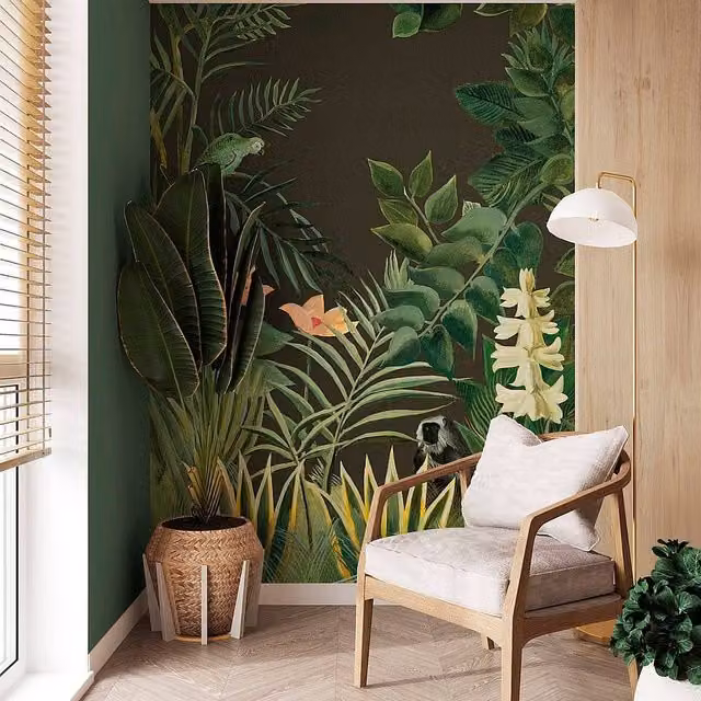 Superfresco Easy Jungle Green Floral Wall Mural, W: 300 cm, H: 280 cm
