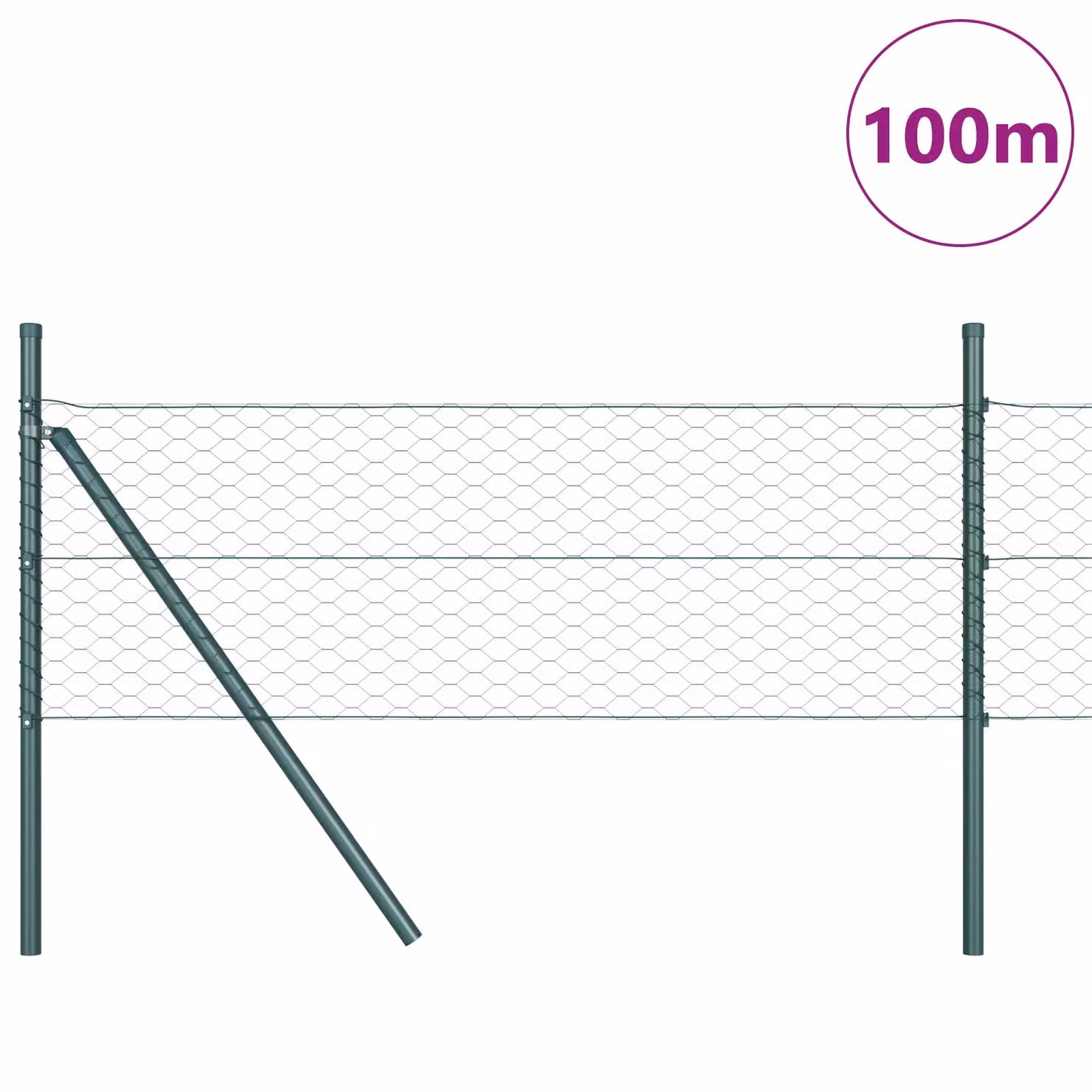 Berkfield Home Green PVC-Coated Steel Hexagon Fence, H: 0.8 m x L: 100 m – 2