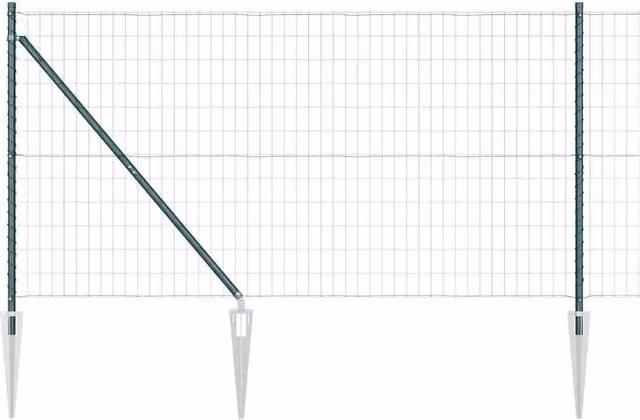 Berkfield Home Euro Fence with 13 Spike Posts, Galvanised Steel, Green, W: 25 m, H: 1.2 m