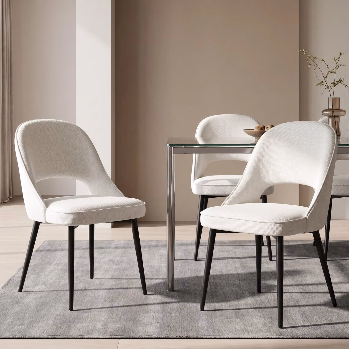 DHS Modern Fabric Dining Chairs Set of 4 in Green and White