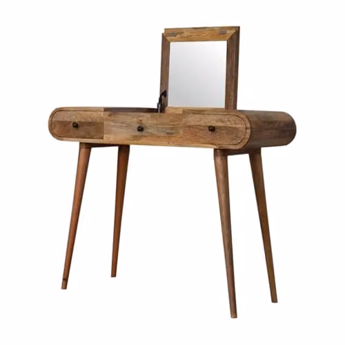 GHBOTTOM Scandinavian Mango Wood Dressing Table in Brown and White, W: 100 cm, D: 40.005 cm, H: 80.005 cm – 3