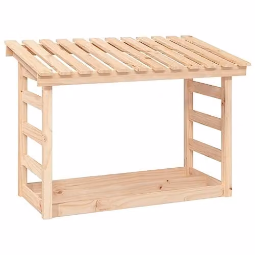 vidaXL Freestanding Firewood Rack in Natural Brown Solid Pine Wood, W/D/H: 108 x 64.5 x 78 cm – 1