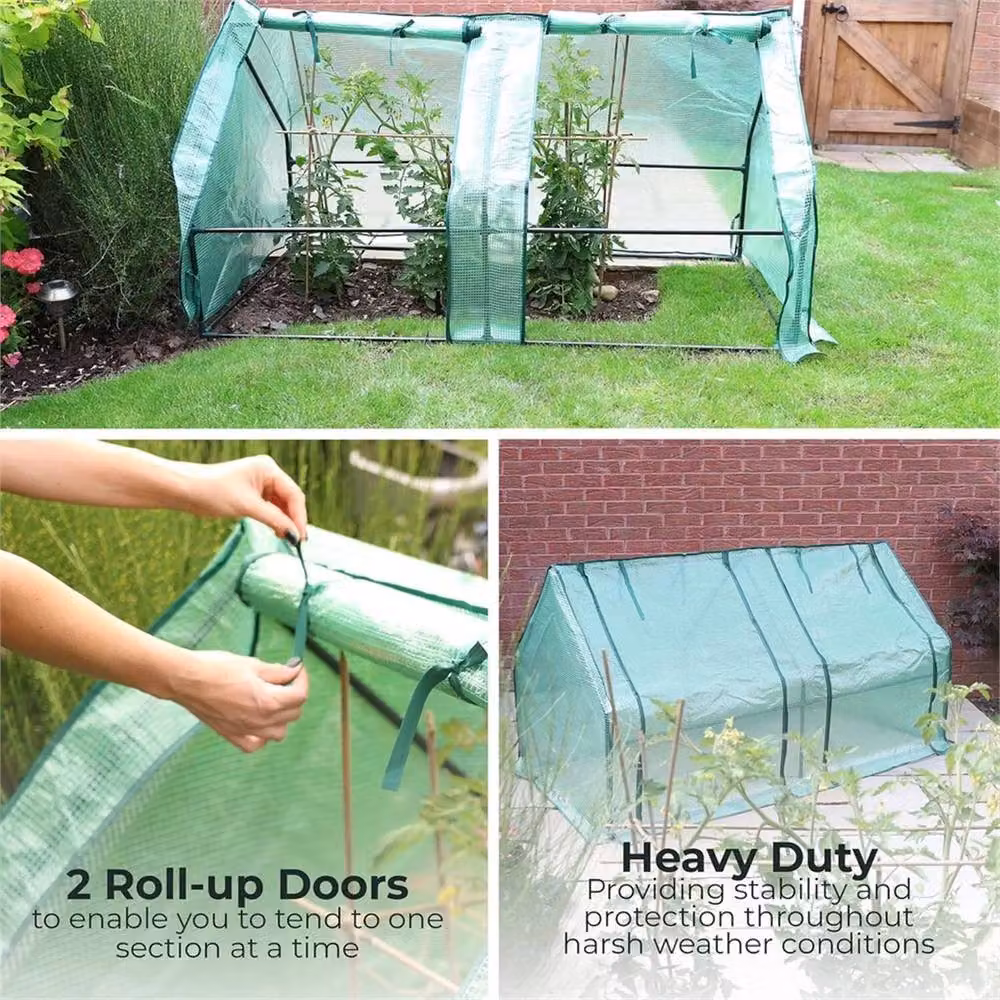 Nordara Mini Greenhouse Grow Tunnel Plant Tent in Green, W/D/H: 220 x 90 x 47 cm – 3