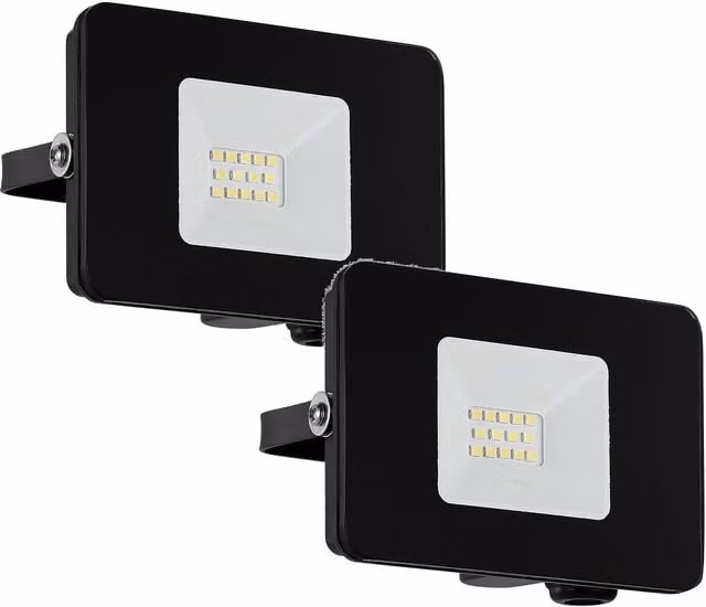 Loops 2 Pack IP65 Black Adjustable 10W LED Outdoor Wall Floodlight Lantern