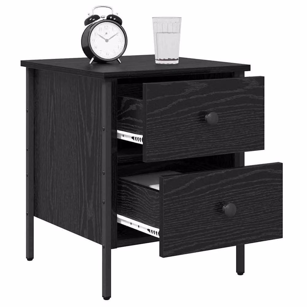 Berkfield Home Black Oak Bedside Cabinet W/D/H: 40 x 42 x 50 cm – 3