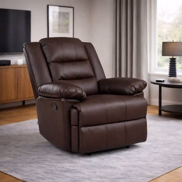 SquareBoxx Mapleton Brown Synthetic Leather Recliner Armchair