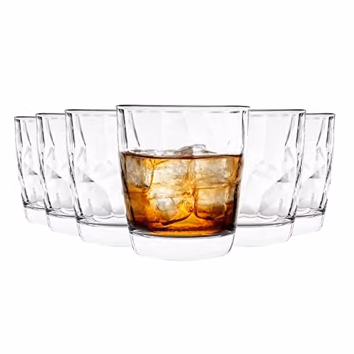 Bormioli Rocco Diamond Geometric Glass Tumblers, Transparent, 300ml, Pack of 12