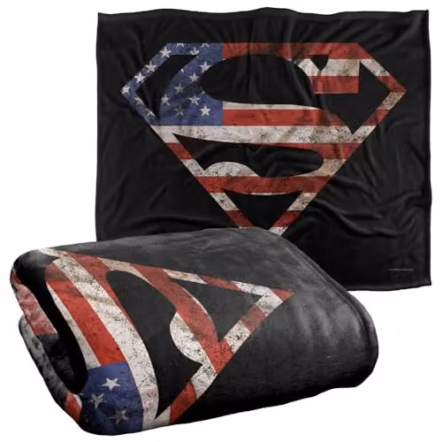 DC Comics Superman Super Patriot Silky Touch Super Soft Throw Blanket, White, W/D/H: 152 x 127 cm – 2
