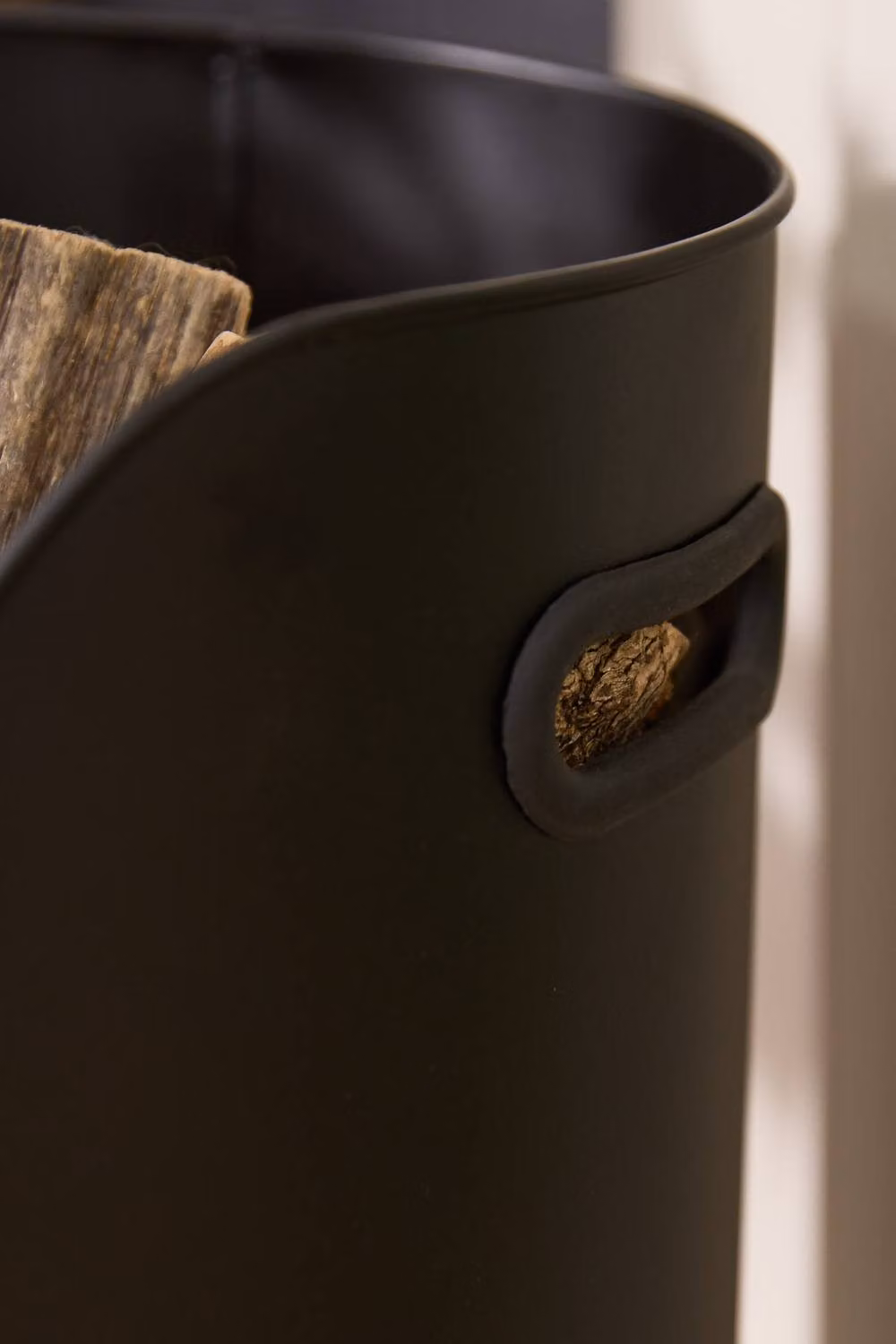 Dibor Fireplace Firewood Log Bucket with Poker and Tongs, Black, H: 29 cm, Dia: 33 cm – 3