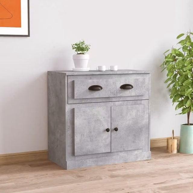 Berkfield Home Sideboard in Concrete Grey, W/D/H: 70 x 35.5 x 67.5 cm
