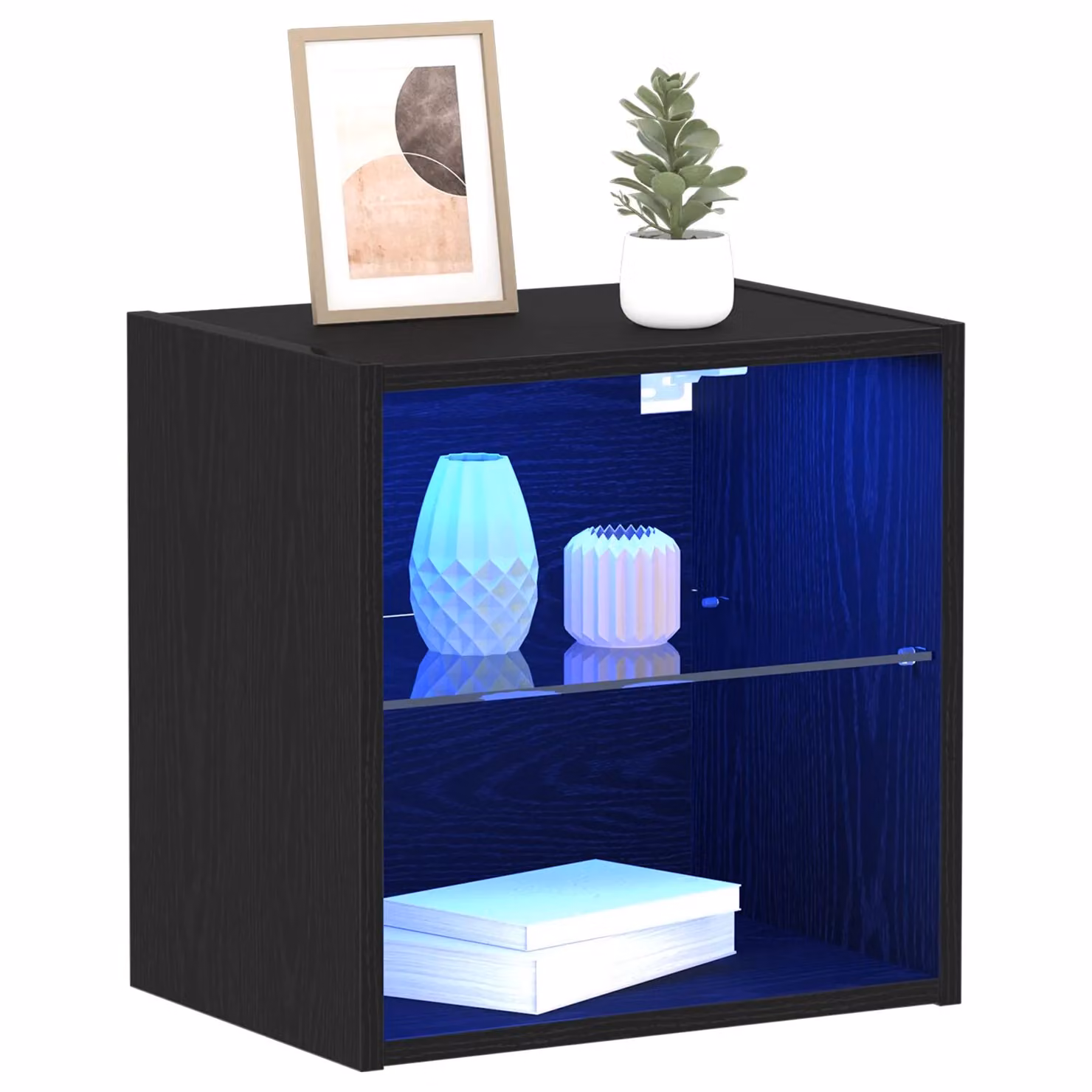 Berkfield Home Black Oak Floating Shelf with Integrated Lighting, W: 40 cm, D: 28 cm, H: 5 cm – 3