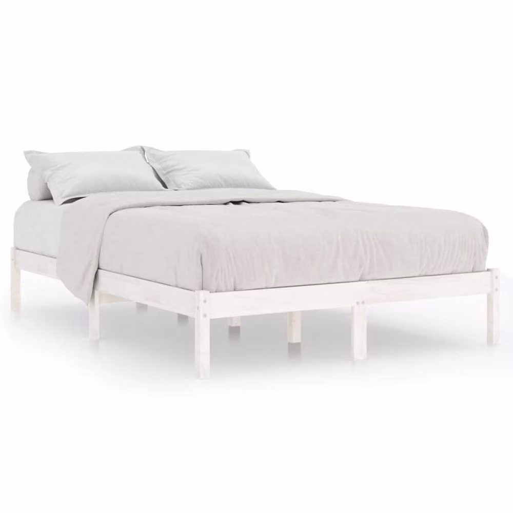 Berkfield Home White Solid Wood Pine Bed Frame W: 140 cm, D: 200 cm – 2